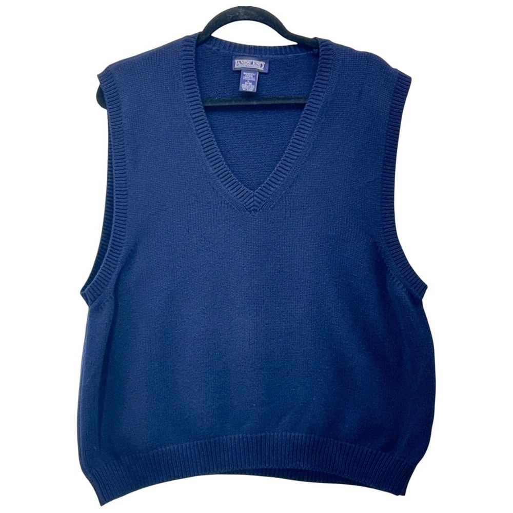 Lands End Sweater Vest Navy Large